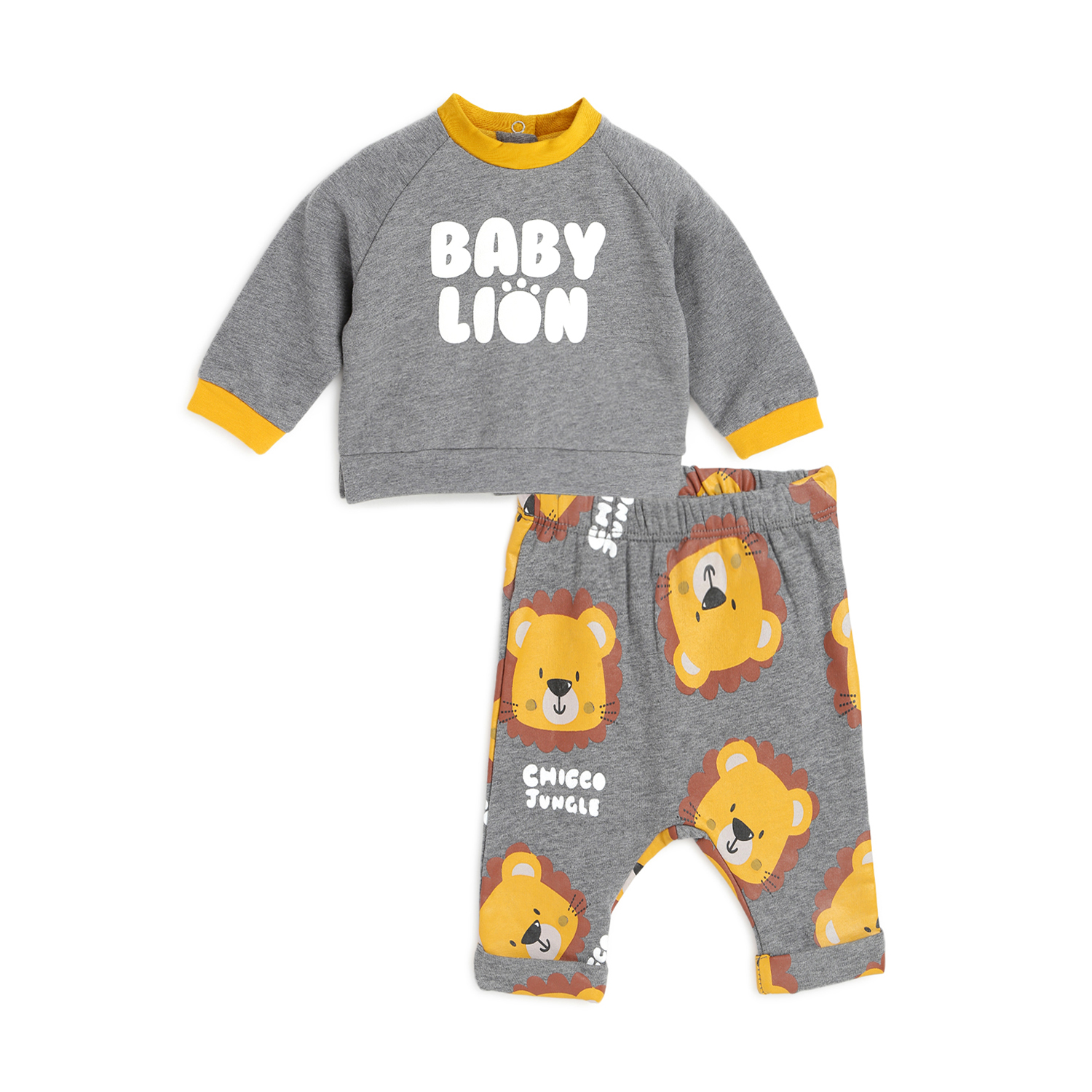 Infants Printed Sweatshirt with Long Pants-Grey